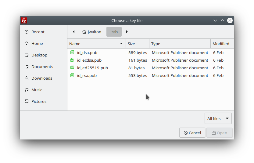 Browse for Key File dialog